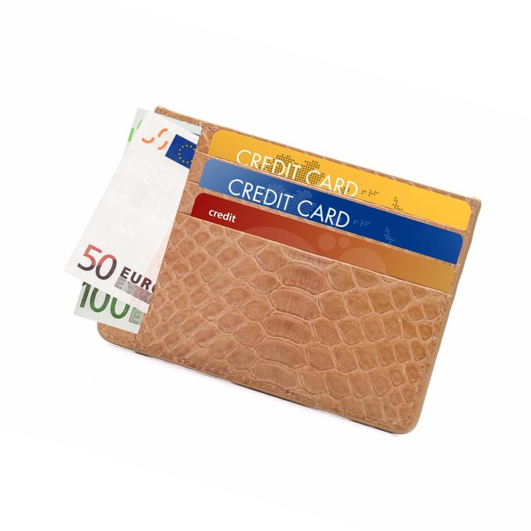 Bjørn-Læder Kortholder - Beige